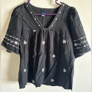 Floral Embroidered V Neck Top